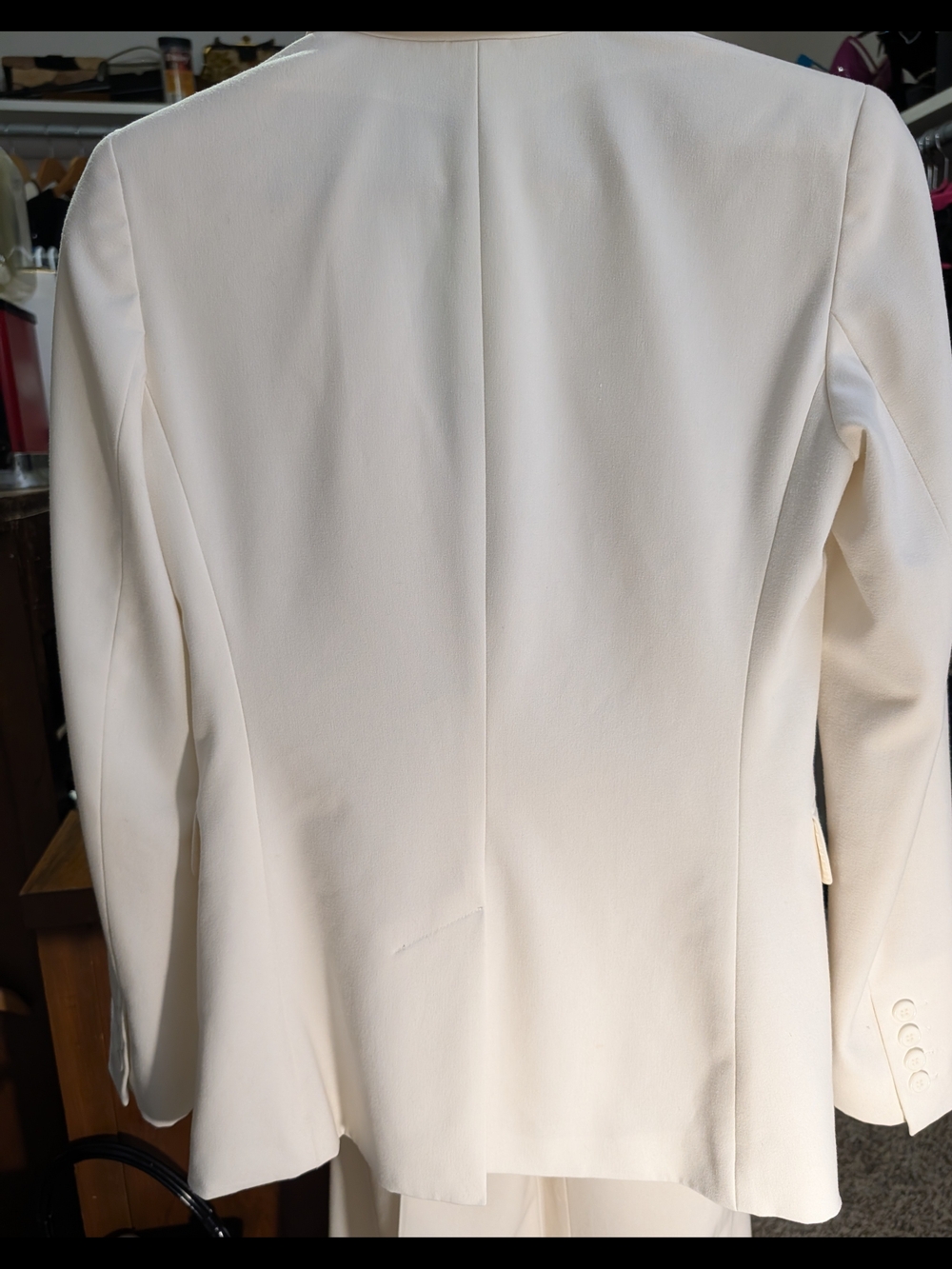 VINTAGE 2006 Elegant White Women's Blazer and Wide-Leg Trousers Set - Picture 3 of 8